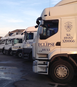 A line of eclipse vans